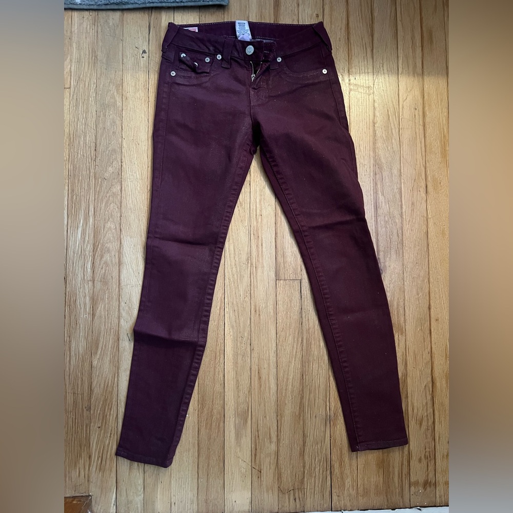 True Religion Sparkle Burgundy Denim Jeans